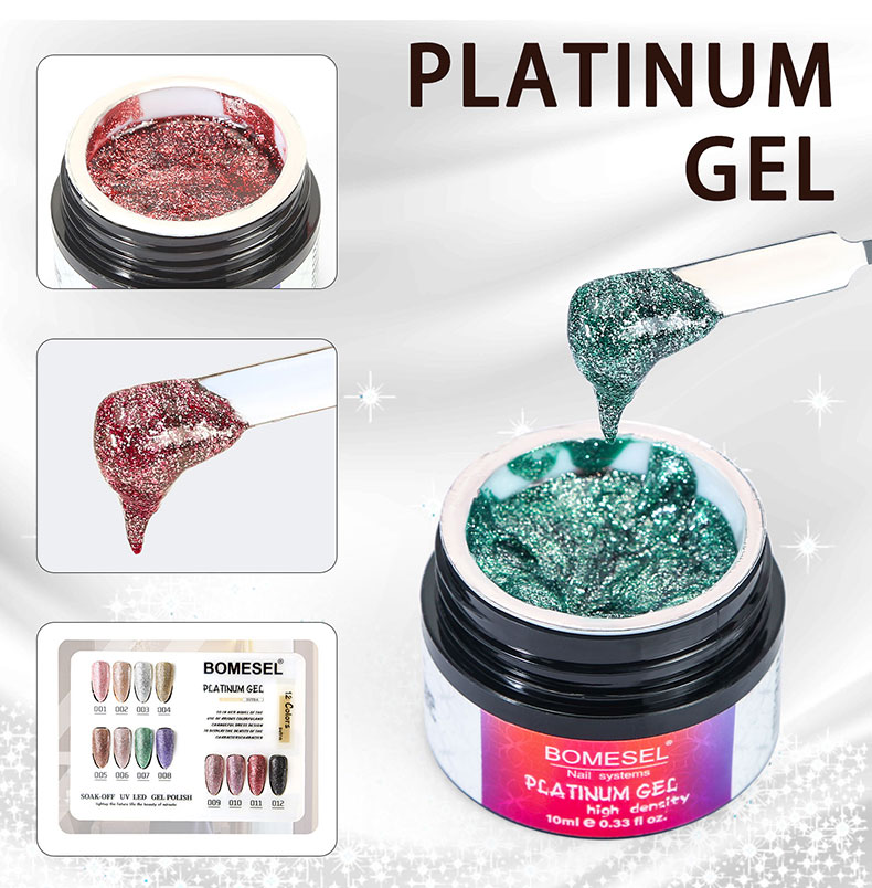 Cross-border Brilliant Starlight Sparkling Platinum Nail Polish Adhesive 12-color, a popular whitening function adhesive for nail salons pic 5