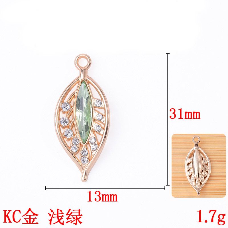 New single-hanging multi-color diamond-encrusted hollowed-out leaf pendant, fashionable and exquisite bracelet, necklace, alloy accessory, pendant and accessory detail image 10