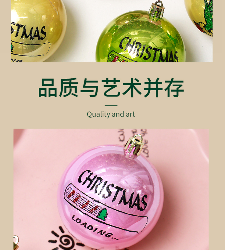 亚马逊新款手绘圣诞球 圣诞节装饰品源头工厂定制电镀塑料球 圣诞树挂件 跨境圣诞新款 高品质材质详情2