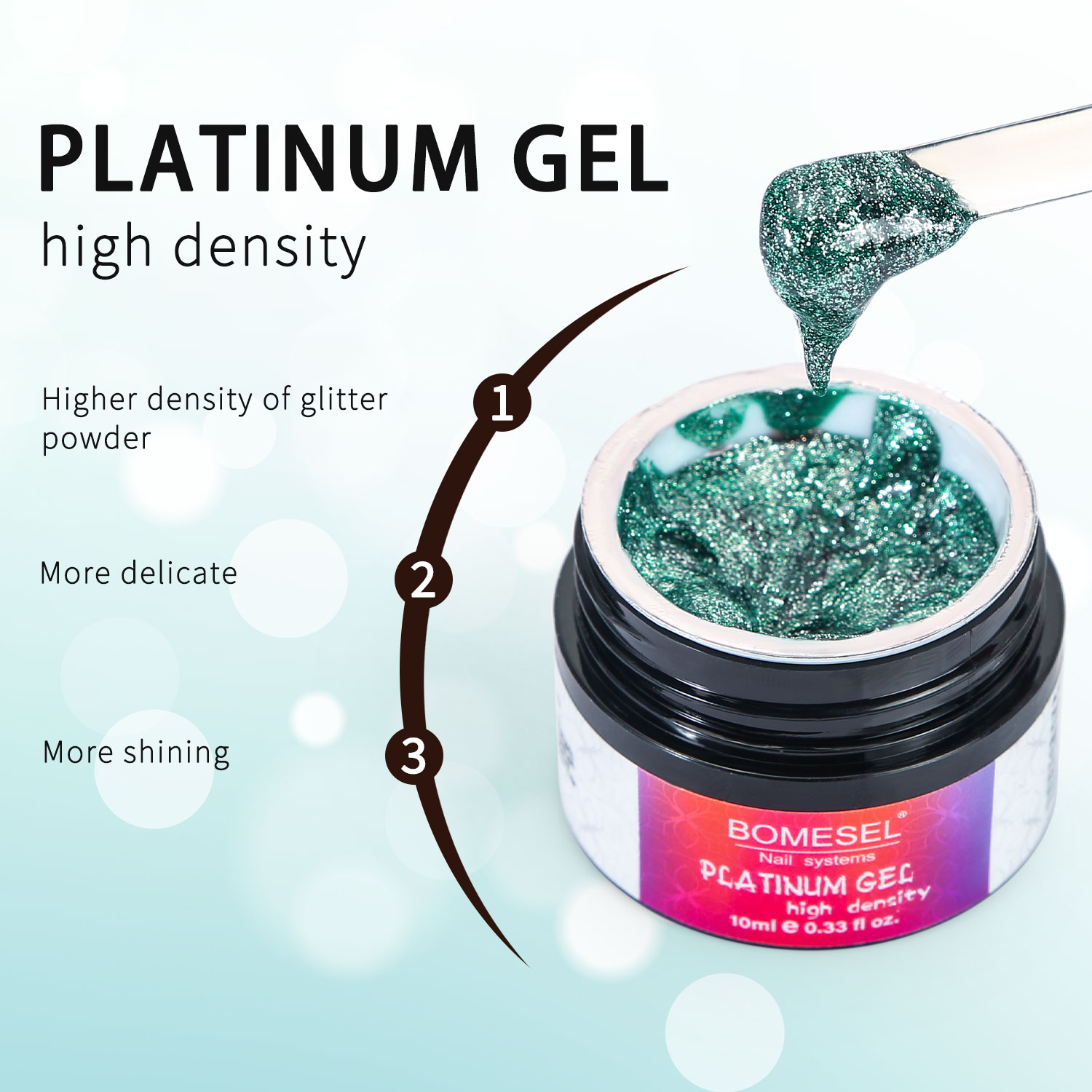 Cross-border Brilliant Starlight Sparkling Platinum Nail Polish Adhesive 12-color, a popular whitening function adhesive for nail salons details Picture