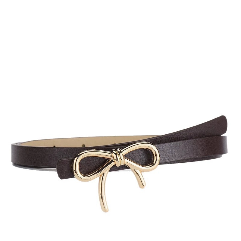 Sweet girl with bow, lady's belt, golden buckle, versatile dress, light luxury and high-end decoration, belt for women Item Picture