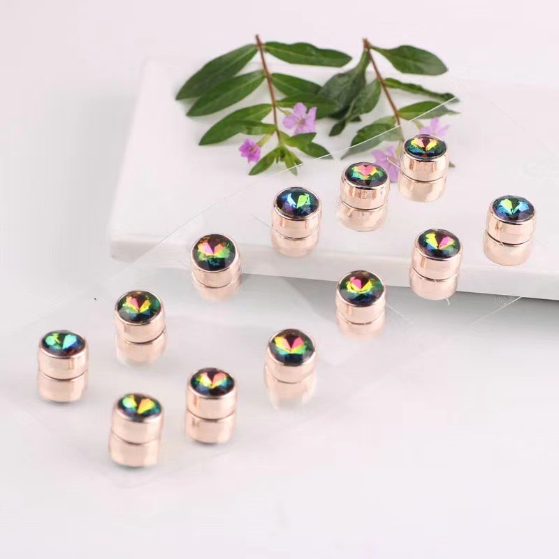 跨境欧美新款磁铁扣金属时尚镶钻韩版棒球帽头巾配饰休闲百搭运动帽子潮流时尚帽子穆斯林水钻玻璃磁扣别针