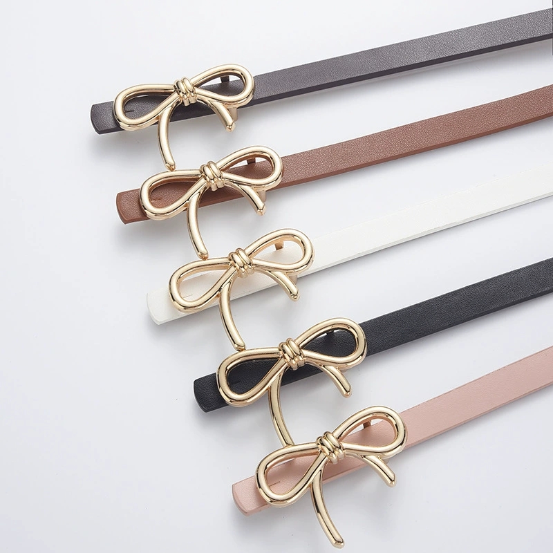 Sweet girl with bow, lady's belt, golden buckle, versatile dress, light luxury and high-end decoration, belt for women Application Scenario