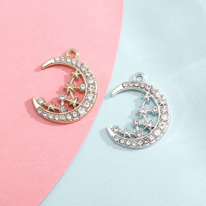 Simple moon and star diamond-encrusted pendants, alloy accessories, diy jewelry, earrings, necklaces, bracelets, clothing materials