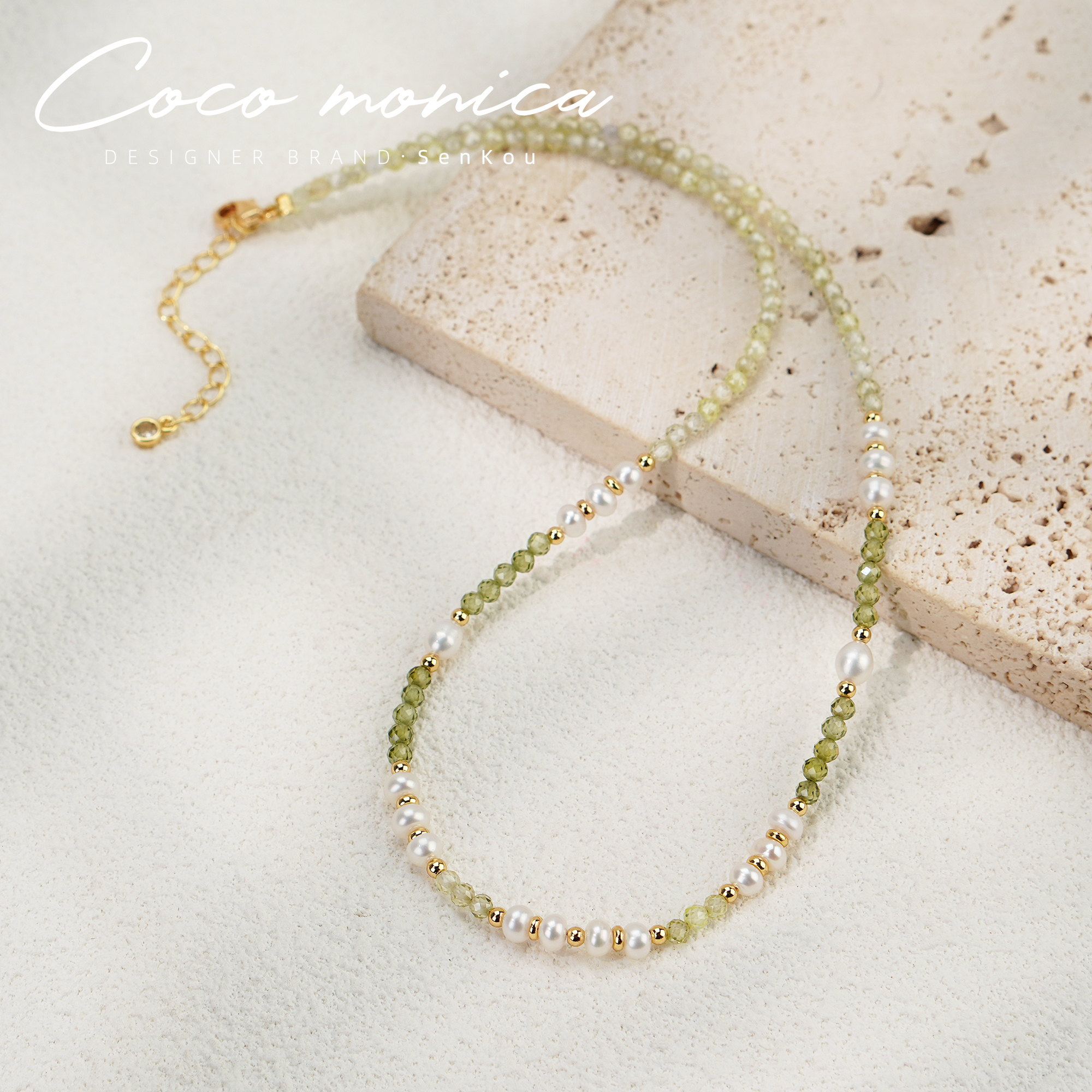 新款彩色天然石贝壳水晶珍珠手链时尚百搭少女项链