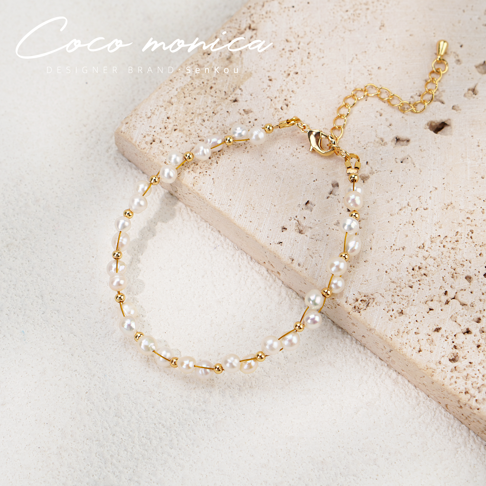 手链合集产地直供淡水珍珠手链可伸缩女简约手工手饰首饰白珍珠