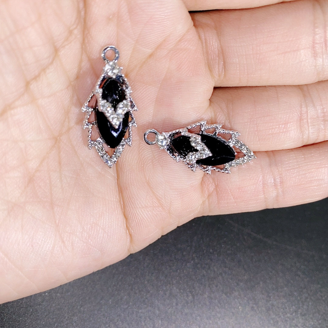 New high-end light luxury crystal leaf alloy DIY accessories, handcrafted earrings, necklaces, hair ornaments, pendants, material accessories detail image 7