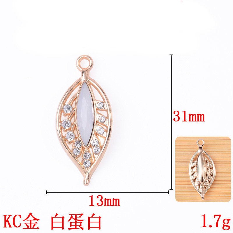 New single-hanging multi-color diamond-encrusted hollowed-out leaf pendant, fashionable and exquisite bracelet, necklace, alloy accessory, pendant and accessory detail image 2
