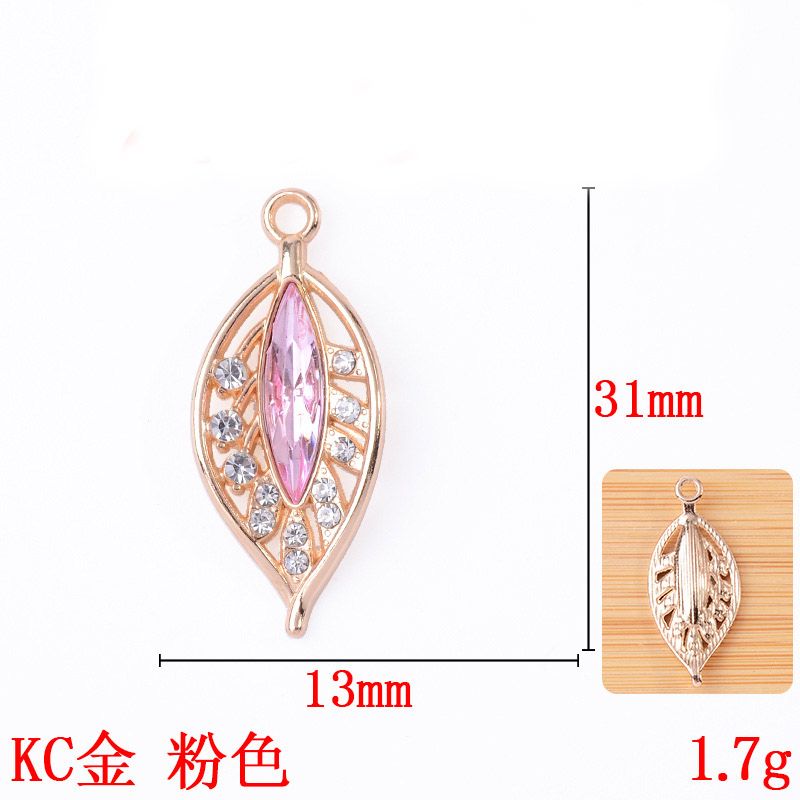 New single-hanging multi-color diamond-encrusted hollowed-out leaf pendant, fashionable and exquisite bracelet, necklace, alloy accessory, pendant and accessory Specification image