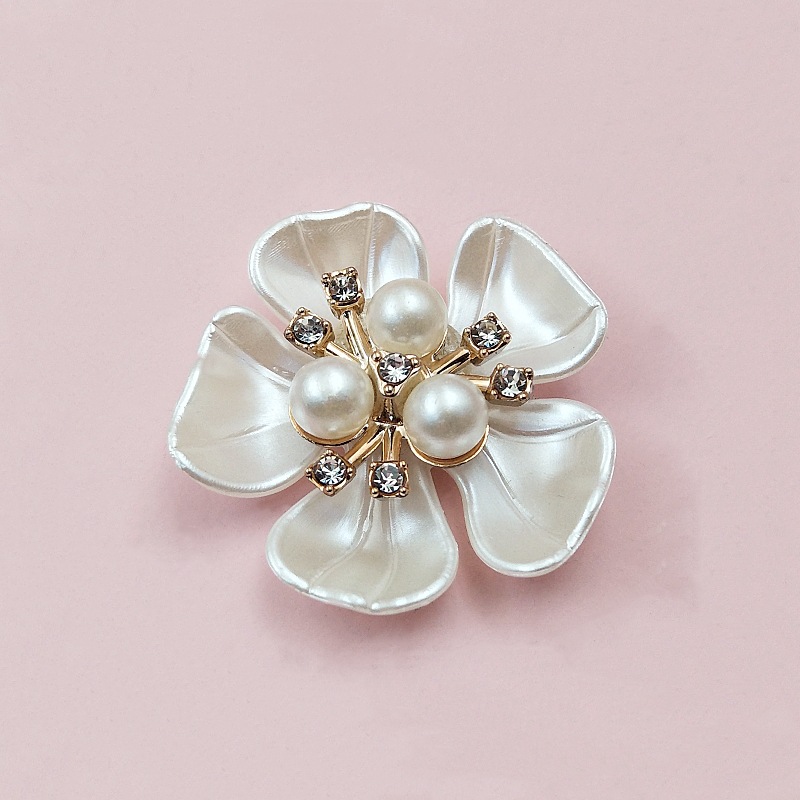 Handmade diy ancient costume bride folding fan plastic imitation pearl flower three-dimensional flower pearl inlaid diamond jewelry accessories detail image 6