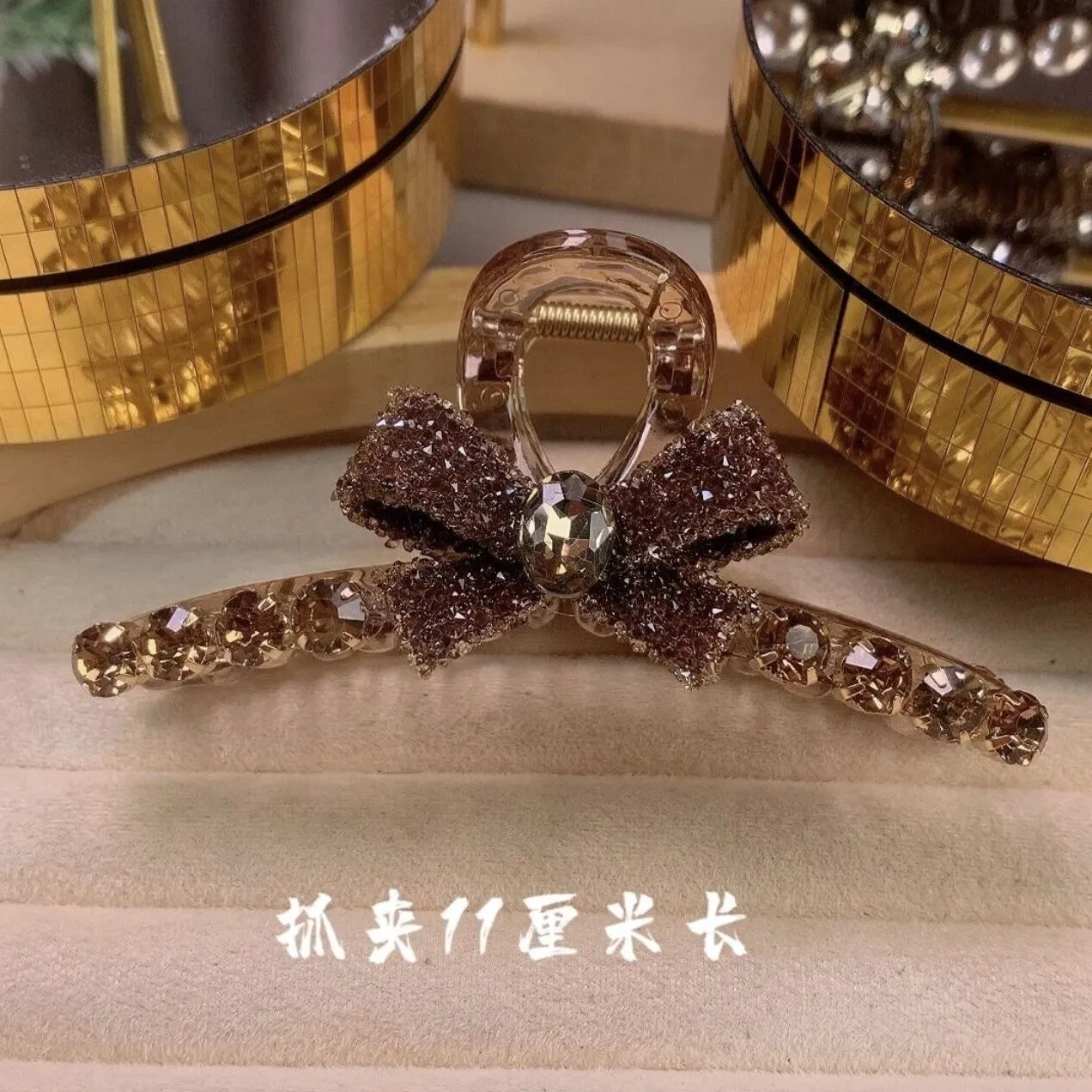 Bowknot rhinestone high-end updo hair clip, new light luxury style clip headwear, hair clip, hair clamp detail image 6