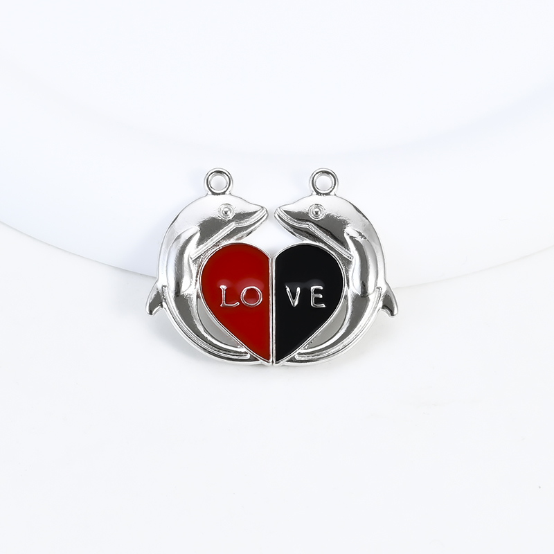 Magnetic clasp Dolphin Heart couple bracelet necklace connection clasp Love