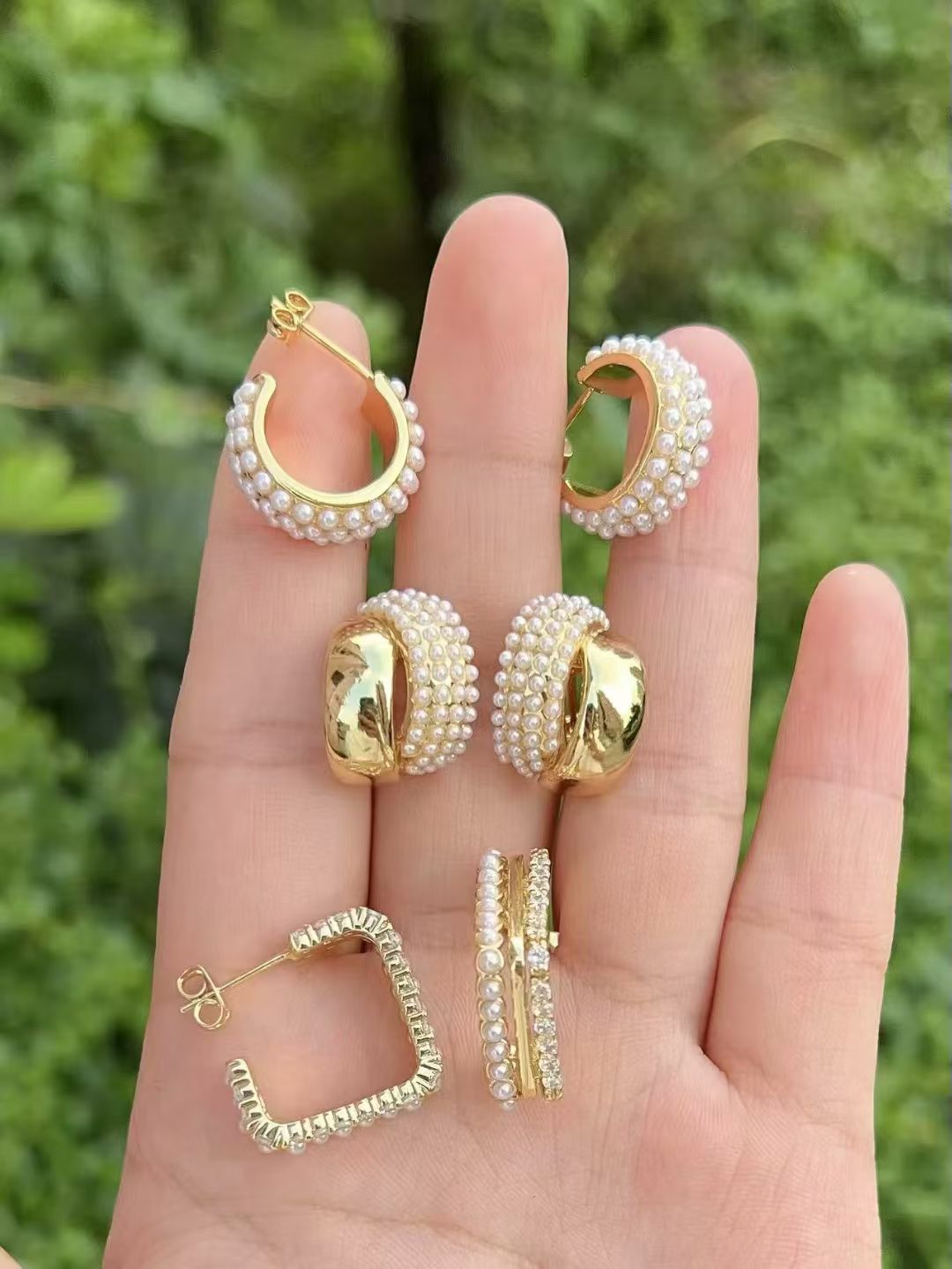 时尚珍珠耳钉滴油耳饰简约耳环女气质百搭耳饰品潮流耳钉女款耳饰珍珠耳环