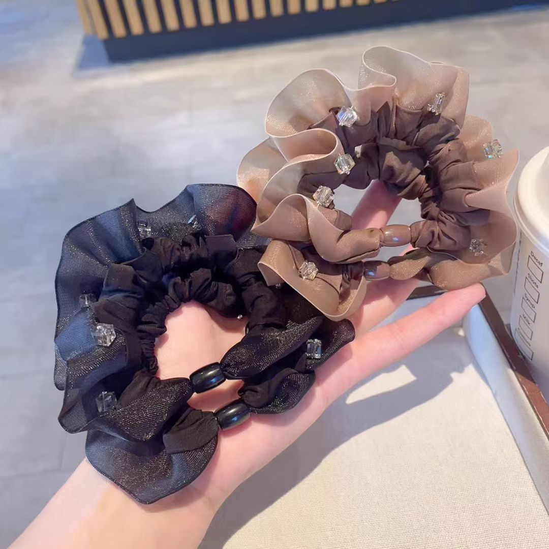 Hair tie, crystal hair clip, hair comb accessory, hair accessory decoration, versatile and simple hair accessory, crystal lace small intestine ring pic 8