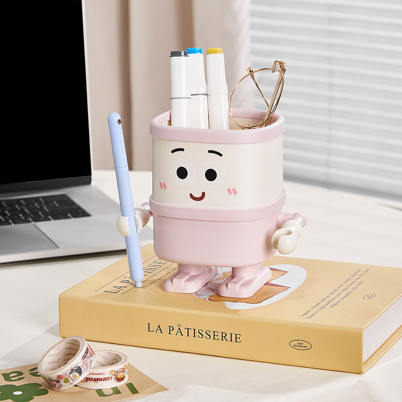 S81-SF-391 Cartoon desktop pen holder, creative home makeup brush storage box, large-capacity office stationery Item Picture