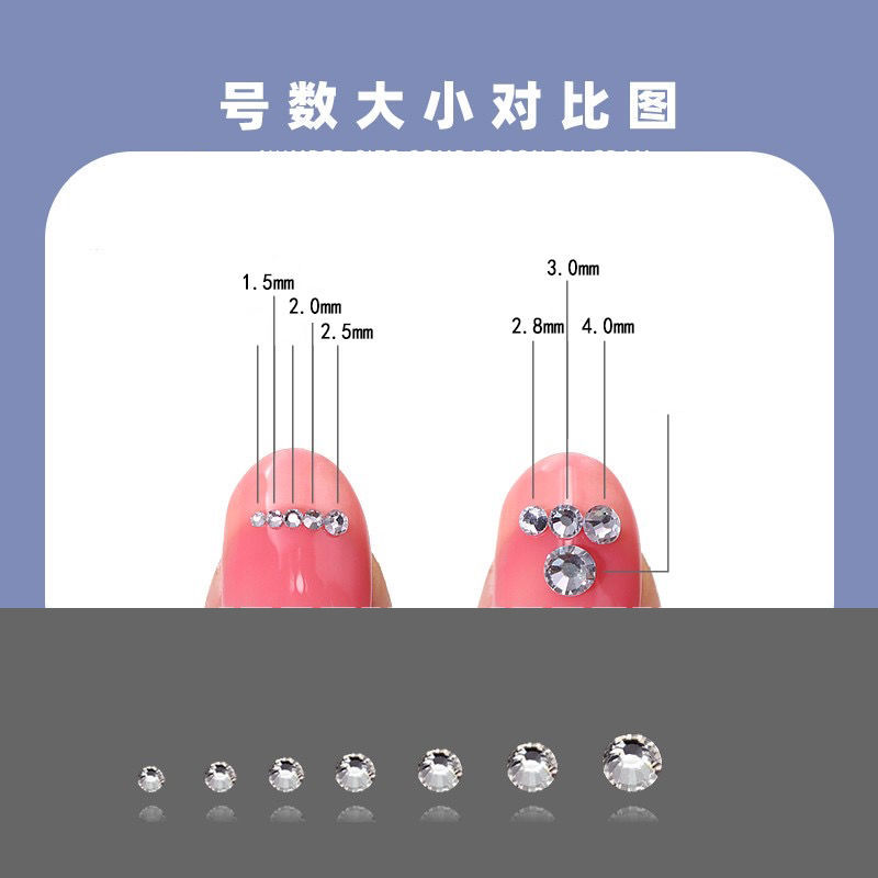 Flat-bottomed small round diamond nail art, white transparent glass handcrafted rhinestone diy diamond jewelry ss3 wearable armor detail image 5