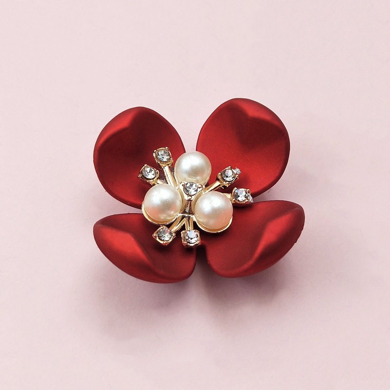 Handmade diy ancient costume bride folding fan plastic imitation pearl flower three-dimensional flower pearl inlaid diamond jewelry accessories detail image 3