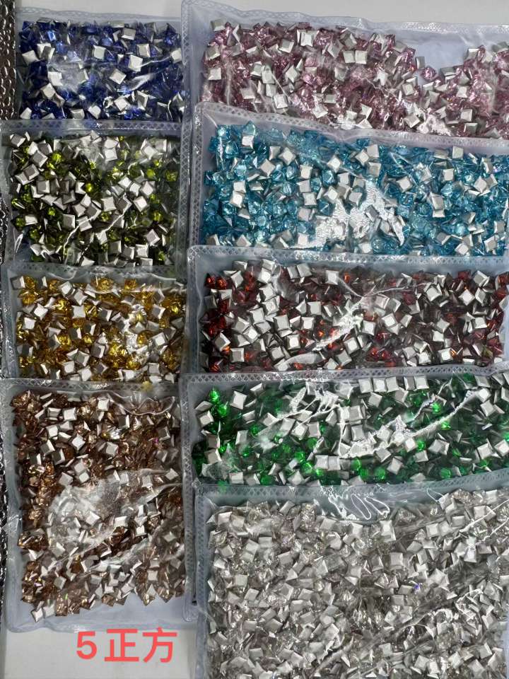 Nail art zircon beveled flat bottom three-dimensional super shiny accessory champagne sparkling nail mini diamond super decorative 4*6 rectangular wearable nail detail image 6