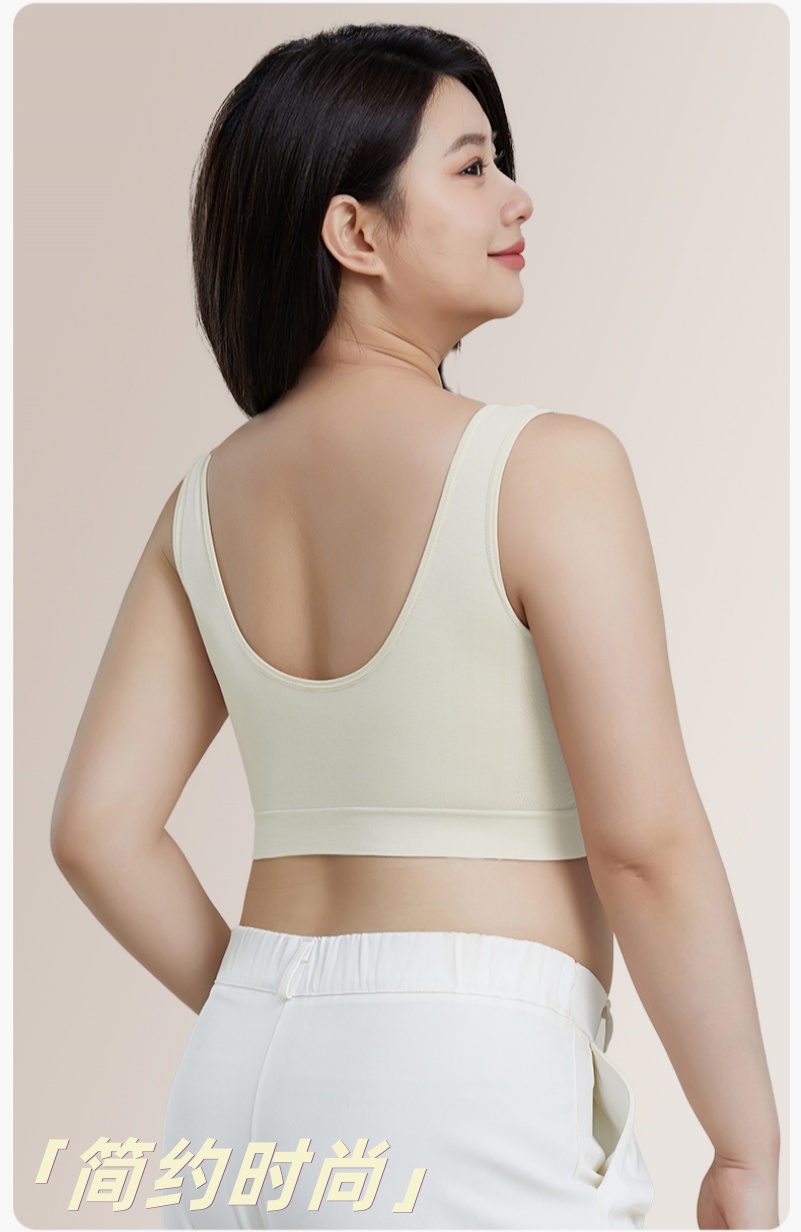 Large-sized sports vest, beautiful back, fixed cup bra, thin wide shoulder strap, beautiful back, comfortable and breathable vest style bra details Picture