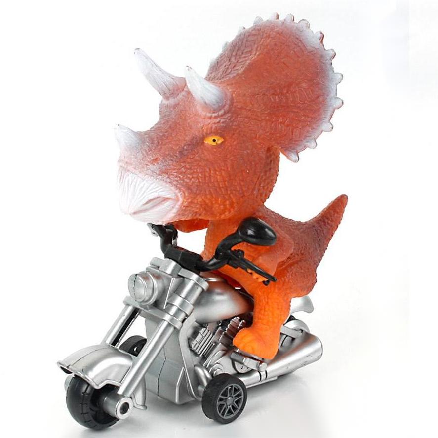 恐龙动物惯性摩托车惯性车混装霸王龙三角龙熊猫老虎河马雄狮牛角龙异特龙肿头龙剑龙犀牛大象玩具车PVC详情图7