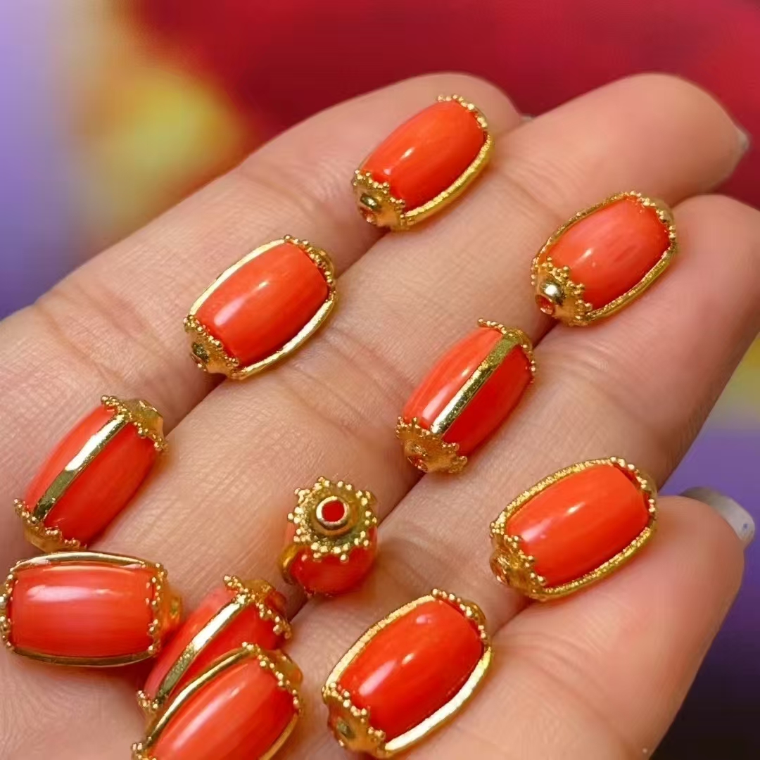 diy coral-like bucket bead straight-hole accessories, crystal accessories, traditional sand gold accessories, copper-plated real gold with high color retention details Picture