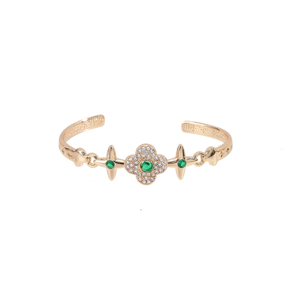 Fashionable, simple and high-end, super shiny diamond-encrusted, retro emerald bracelet for women, fashionable, individual and exquisite, versatile for commuting Item Picture