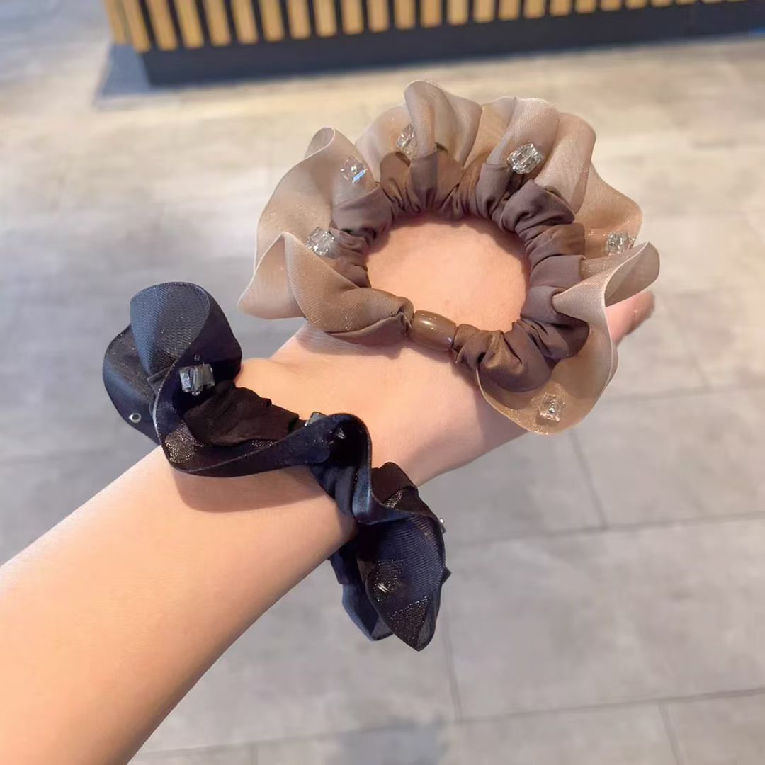 Hair tie, crystal hair clip, hair comb accessory, hair accessory decoration, versatile and simple hair accessory, crystal lace small intestine ring Specification image