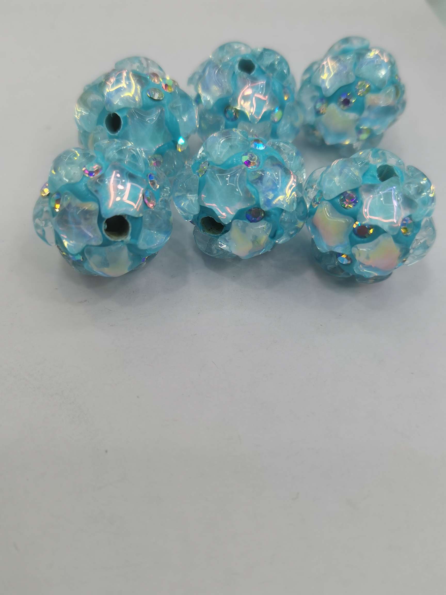 16N lake blue Mocha glass, a five-pointed star-shaped ball with a straight hole Application Scenario