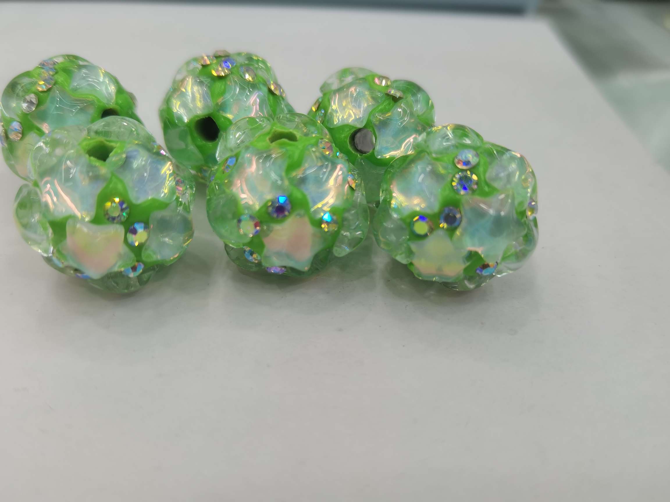 16N light green Mocha stone glass beads with straight holes Specification image