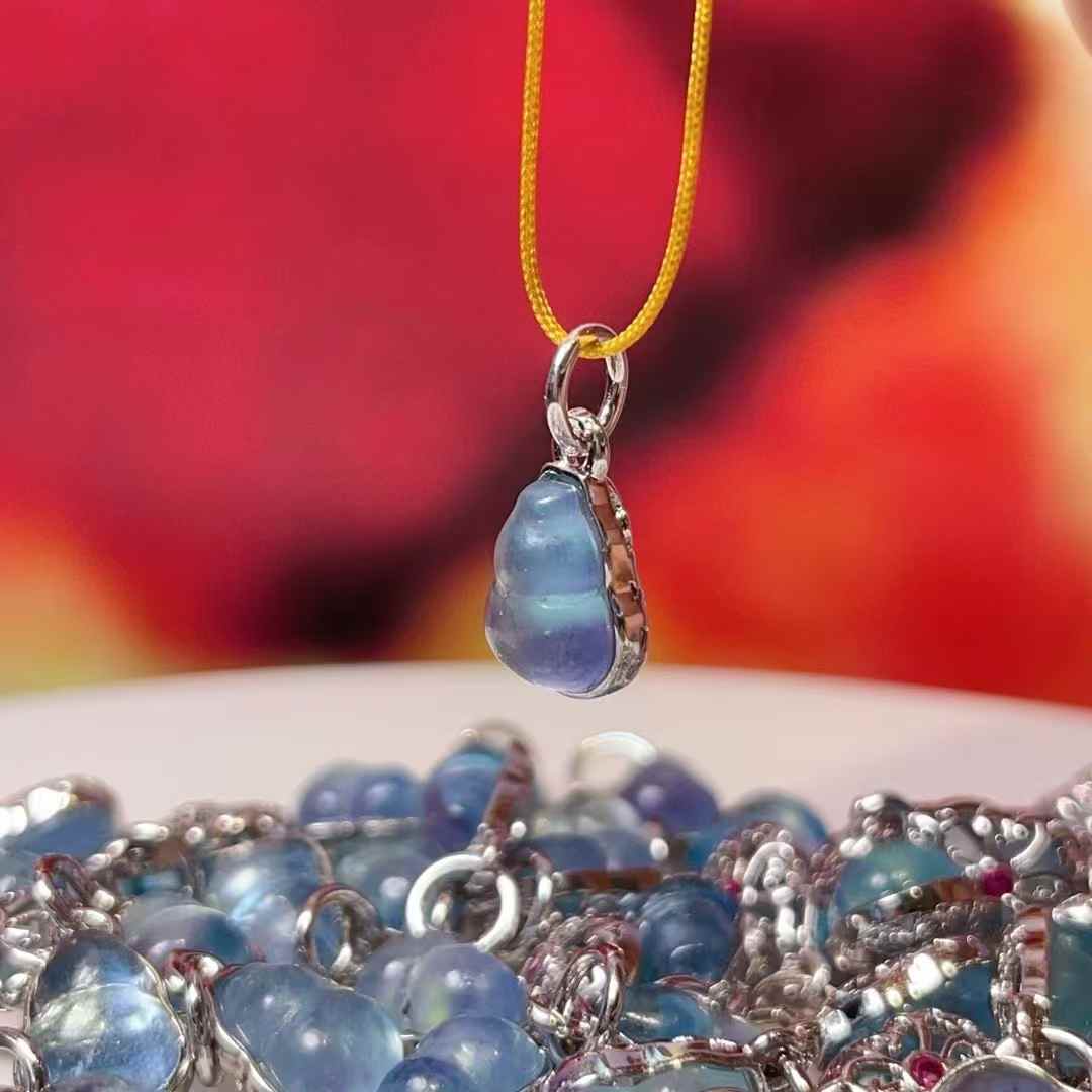 Aquamarine gourd drip slip diy jewelry accessories, crystal accessories, traditional sand gold accessories, copper-plated real gold, high color retention