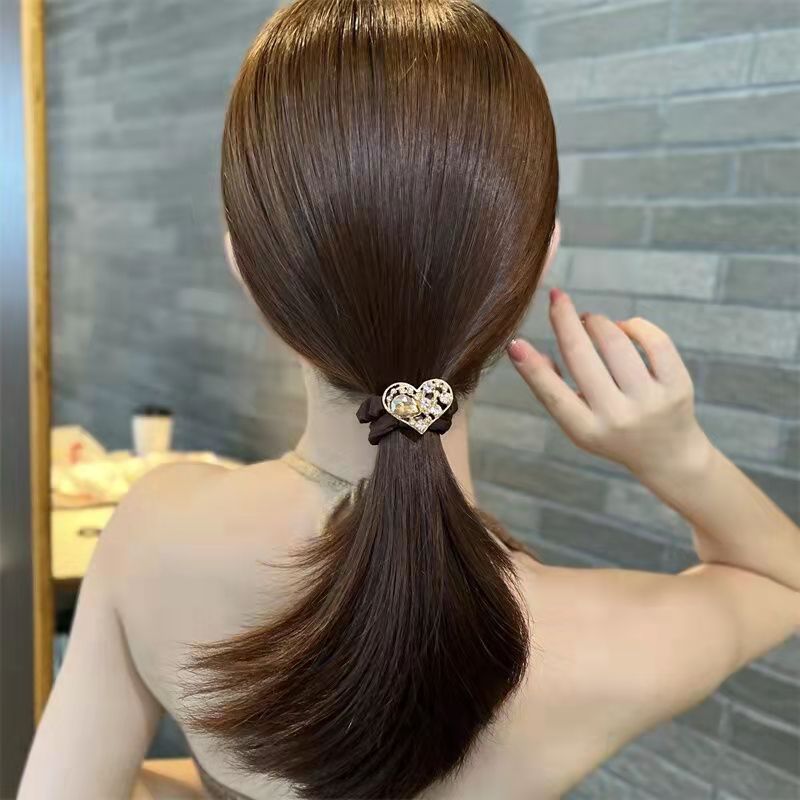 Korean version water diamond large intestinal hair band, elegant thick hair tie, hair accessory, bow, rubber band, geometric headwear, adult ponytail hair tie detail image 10