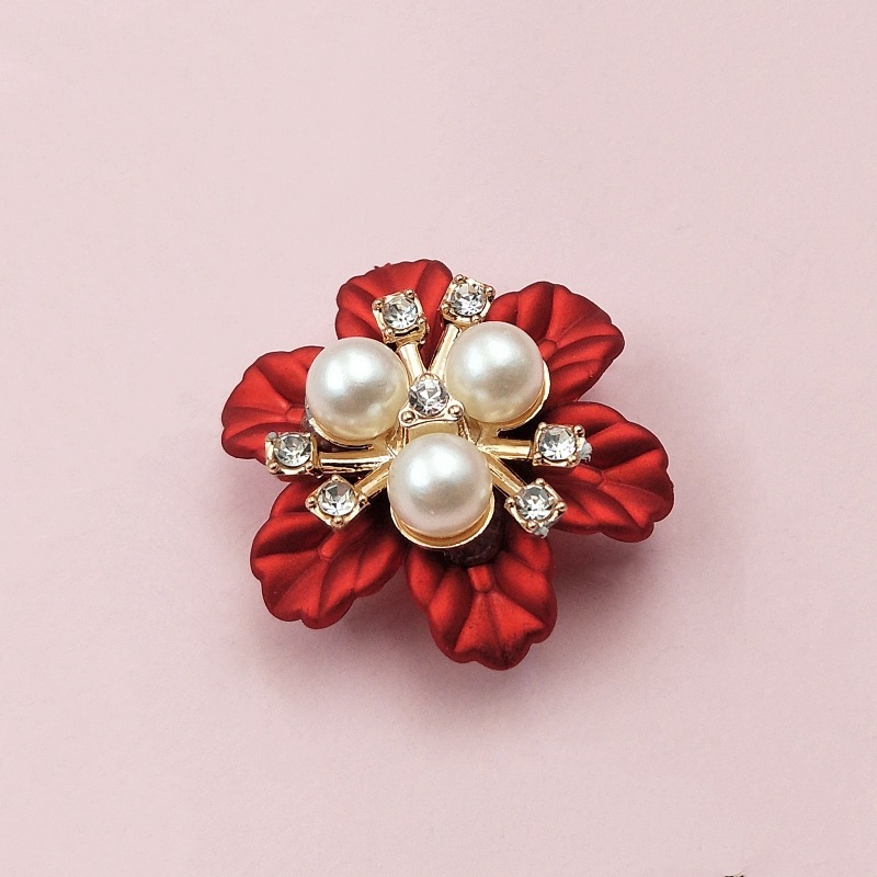 Handmade diy ancient costume bride folding fan plastic imitation pearl flower three-dimensional flower pearl inlaid diamond jewelry accessories detail image 13
