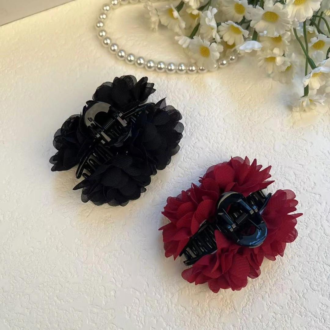 Flower clipper, rose clipper, updo, hairpin, bangs, side clipper, 7Cm French laid-back style, semi-tied hairpin clipper