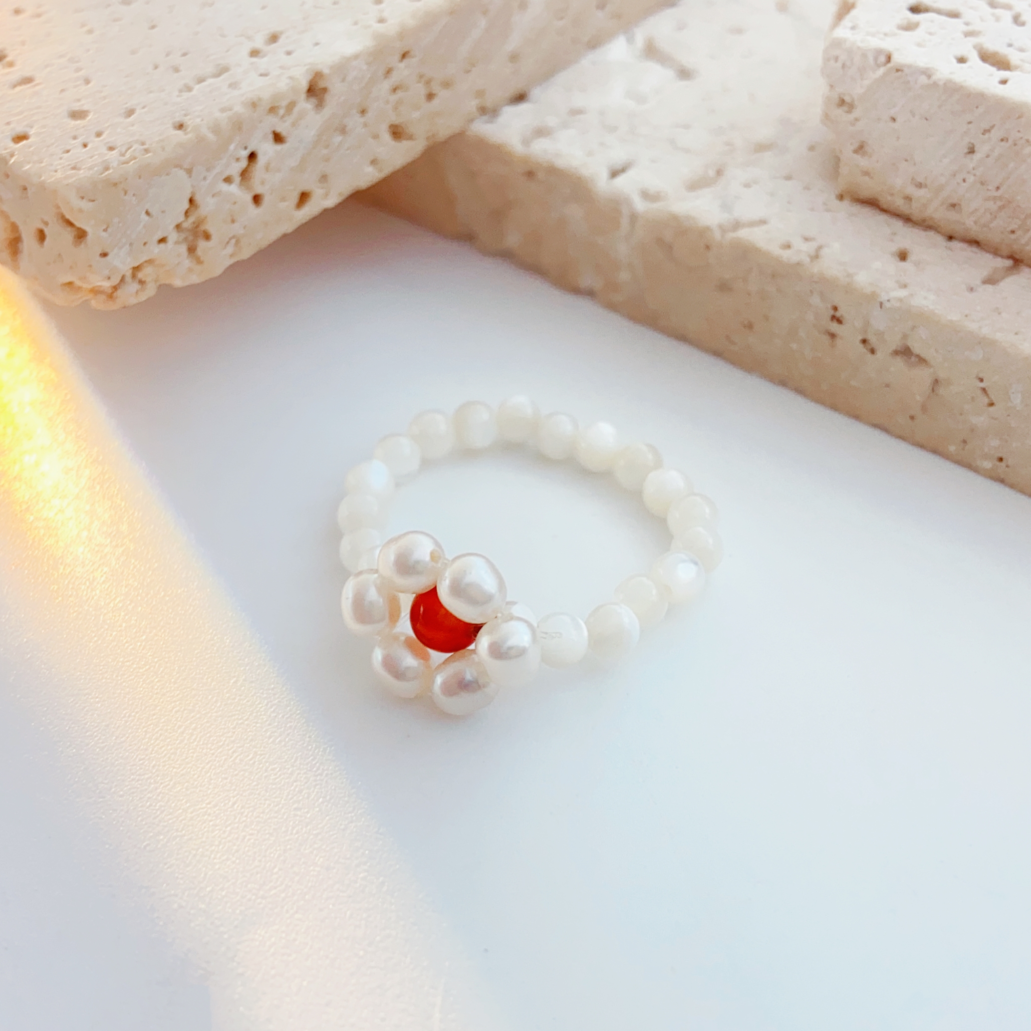 Freshwater Pearl Ring, Pink Sweet Pearl, Female Internet Celebrity Style, Fashionable And Sweet Style, Individual And Trendy Decoration Ring Item Picture