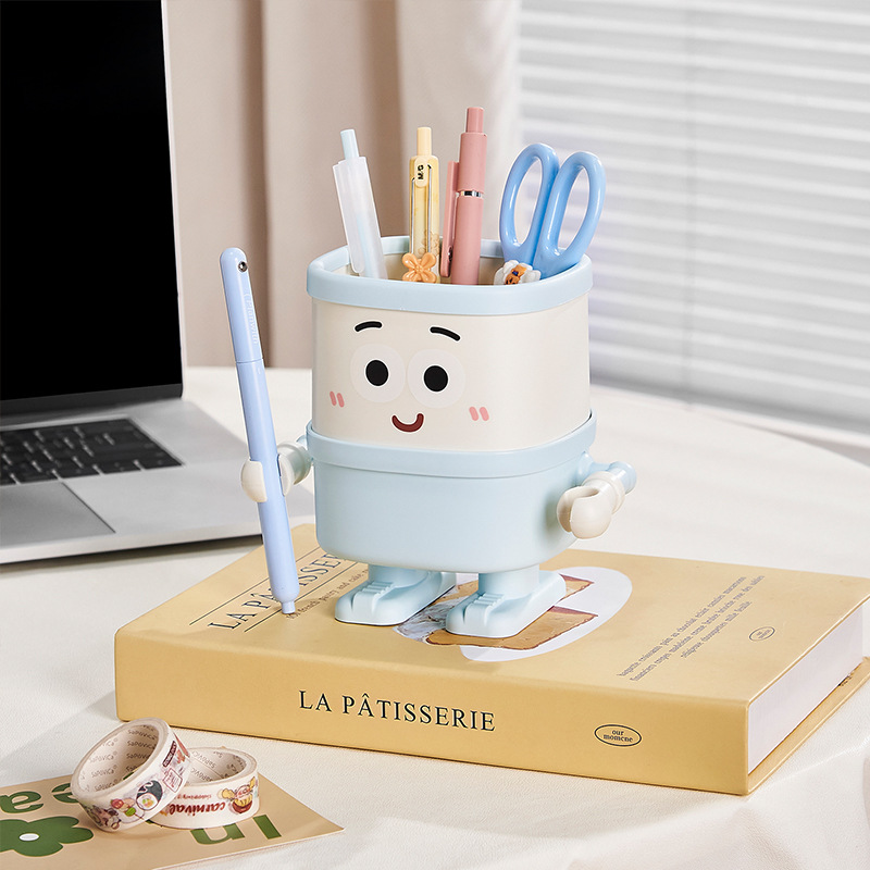 S81-SF-391 Cartoon desktop pen holder, creative home makeup brush storage box, large-capacity office stationery Specification image