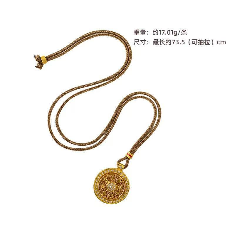 布艺古法锆石项链女士沙金饰品时尚个性项饰百搭简约女款首饰品18k金旋转罗盘饰品地摊展销会货源批发详情图4
