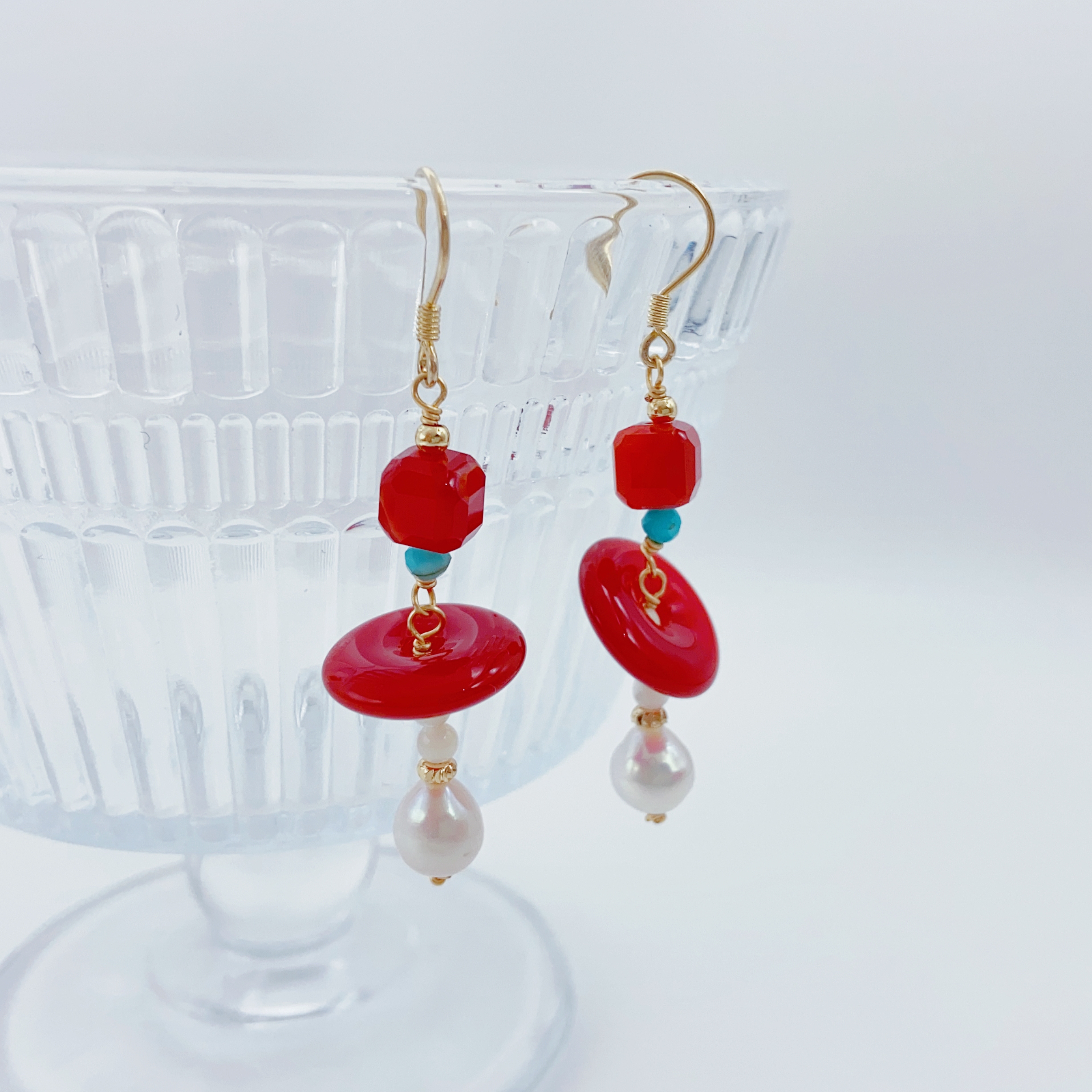 Baroque freshwater pearl earrings, retro French pearl earrings, retro Hong Kong-style earrings, earrings, pearl earrings details Picture