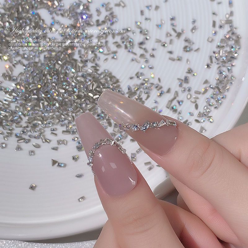 Nail art zircon beveled flat bottom three-dimensional super shiny accessory champagne white small sparkling nail mini diamond super decorative 5mm heart-shaped nail sticker wearable nail detail image 2