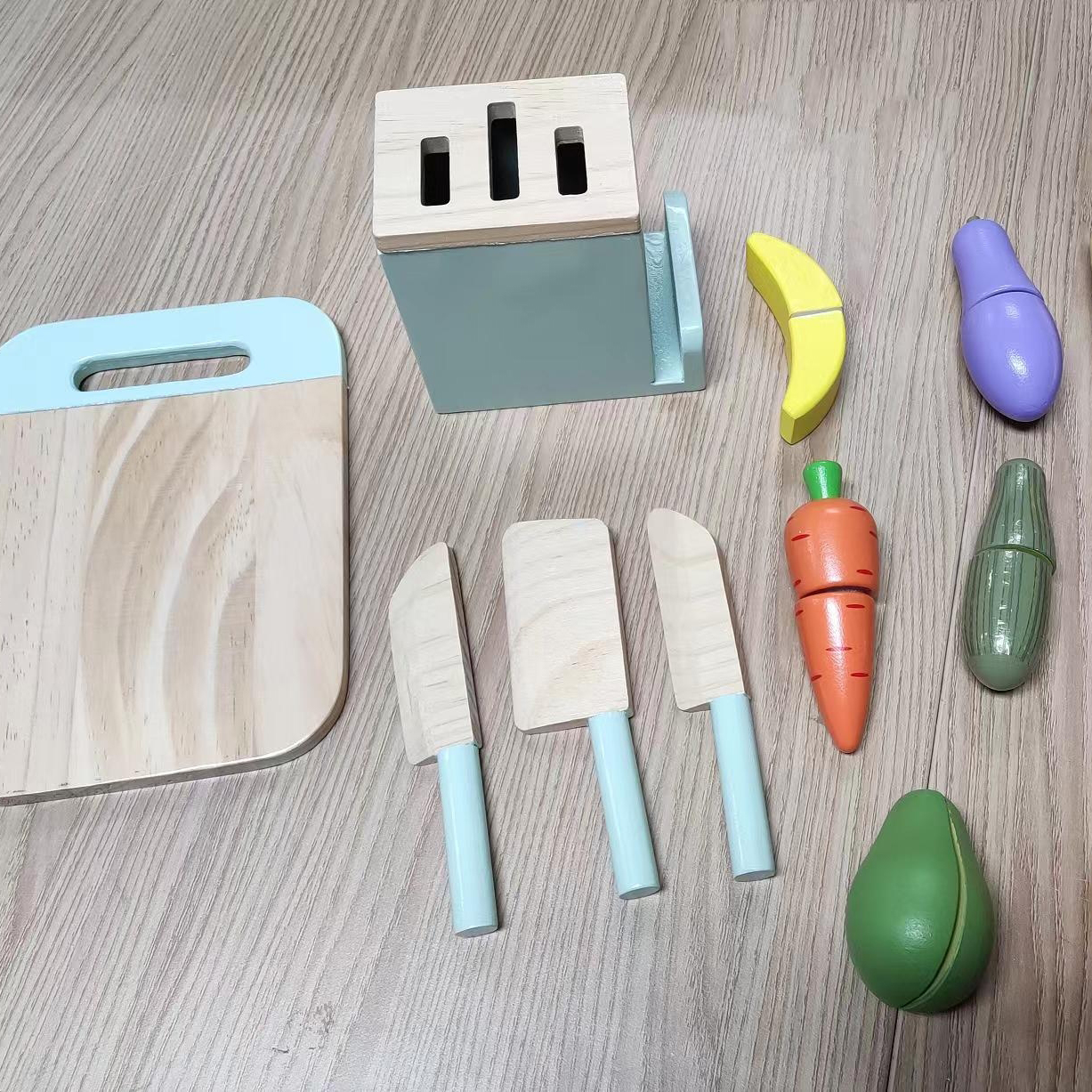 Children's wooden simulation afternoon tea dessert, cake, bread machine, coffee machine, house play, tea set combination toys Specification image