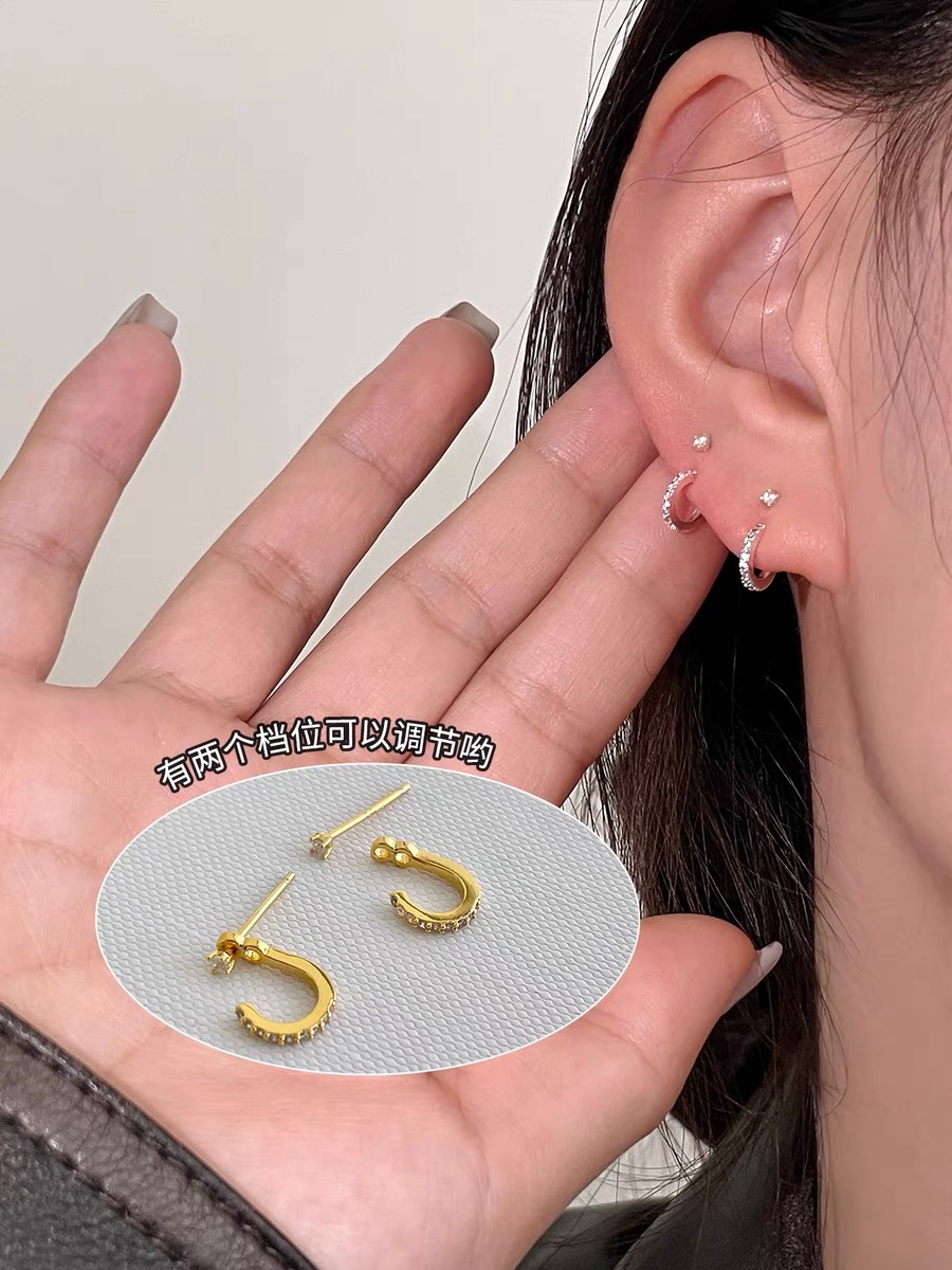 独特设计感后挂式C形耳钉女小众个性时尚气质百搭耳环耳饰产品图