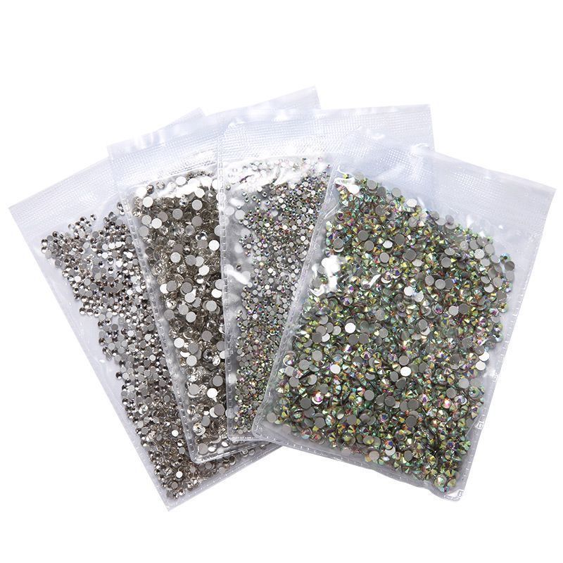 Flat-bottomed small round diamond nail art, white transparent glass handcrafted rhinestone diy diamond jewelry ss3 wearable armor details Picture