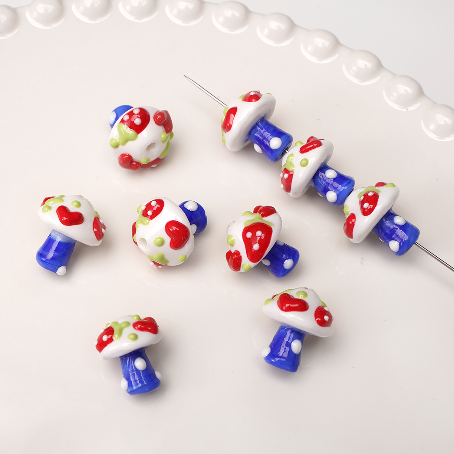 琉璃珠手链项链毛衣链耳环头饰材料琉璃滴油蘑菇散珠diy饰品配件