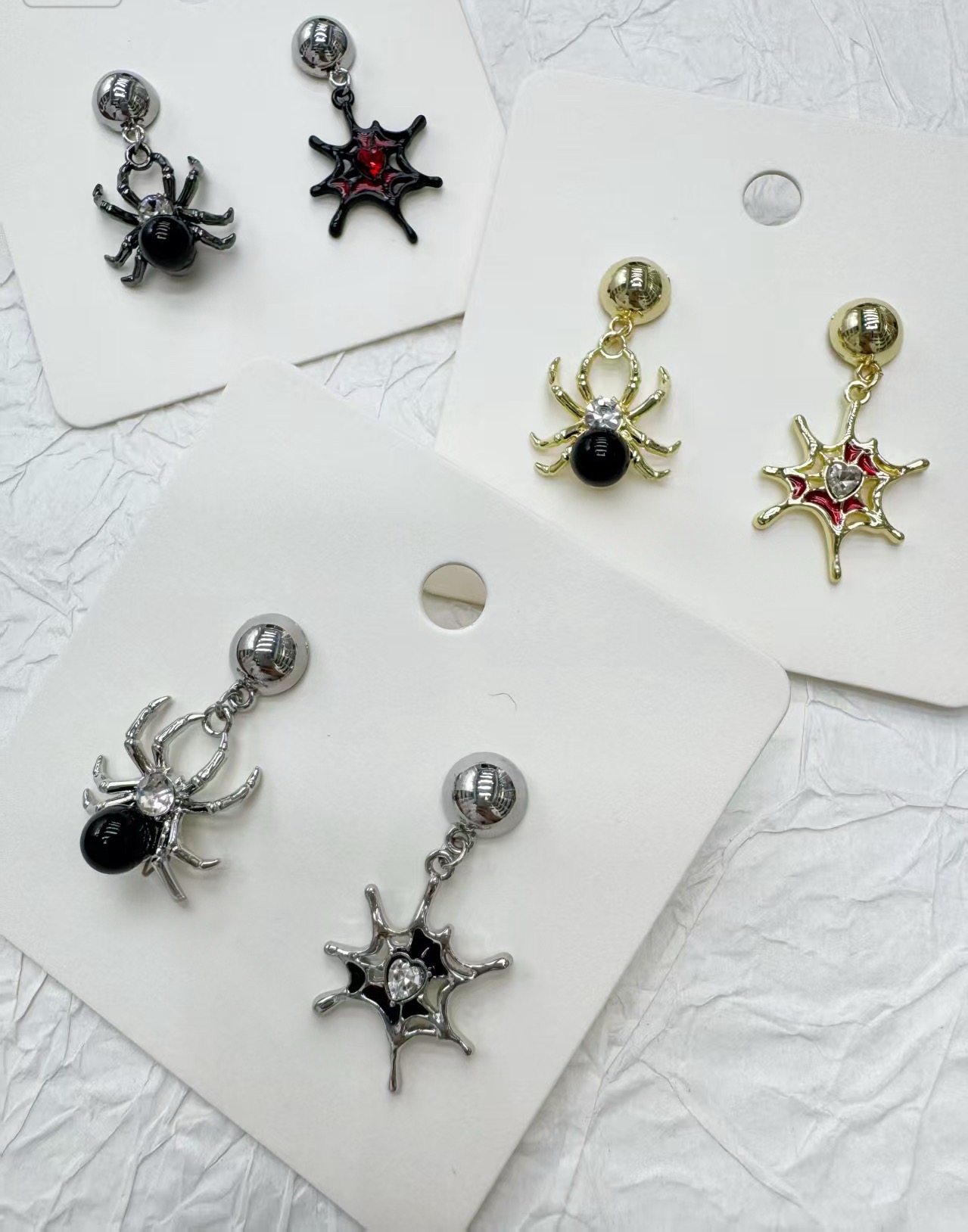 独特设计 饰品新款潮流炫酷暗黑哥特蜘蛛耳环耳钉时尚潮流不对称耳坠