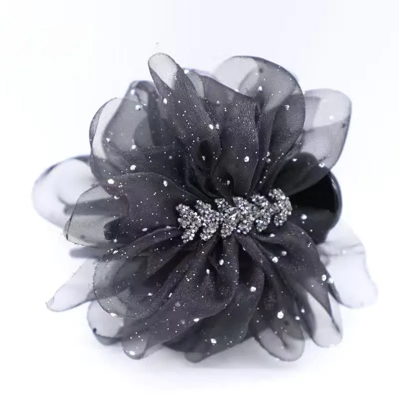 Bow high-end AB hair clip 2025, new style of stylish bun at the back of the head, shark hair accessory with a fragrance, hairpin grabber detail image 2