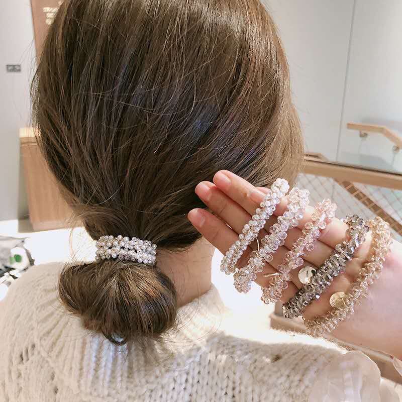 Korean retro pearl headband, simple and elegant, dual-purpose bracelet, popular rubber band for tying hair, crystal hair band, sweet headwear, hair band, ladies' patchwork Korean version detail image 8