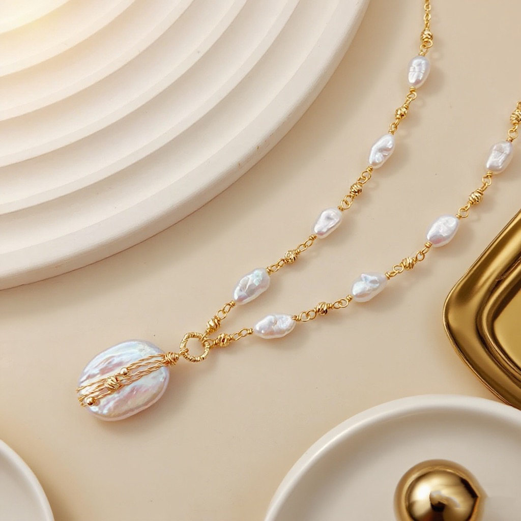 A pearl necklace is a fashionable and versatile accessory. It is a trendy jewelry for women and is suitable for daily wear at parties and banquets Item Picture