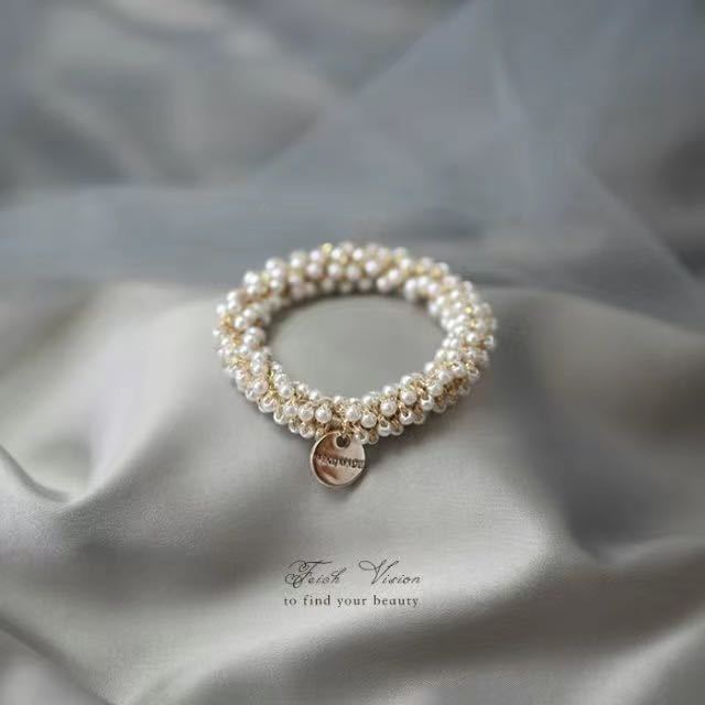 Korean retro pearl headband, simple and elegant, dual-purpose bracelet, popular rubber band for tying hair, crystal hair band, sweet headwear, hair band, ladies' patchwork Korean version detail image 9