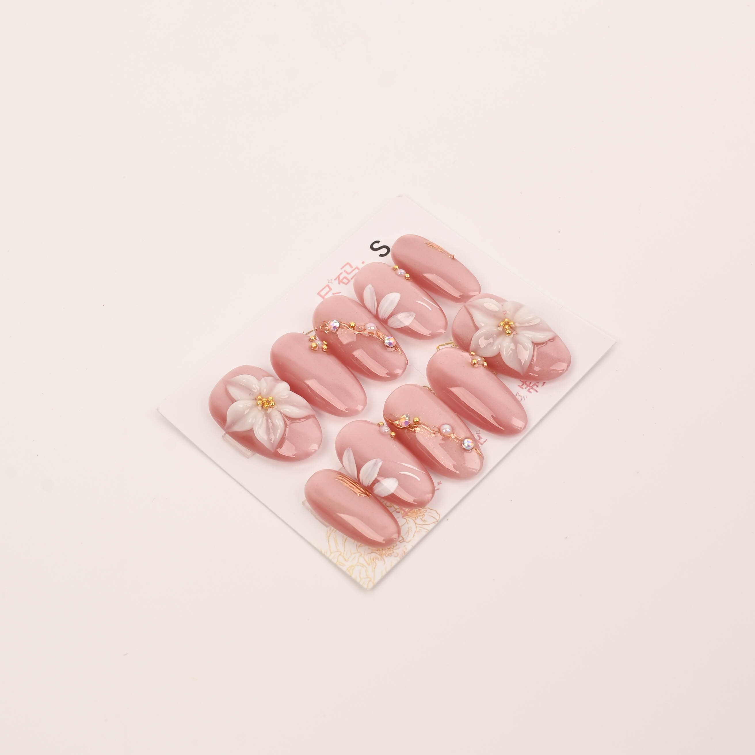 冰花魅影】蛇元素锆石钻高级清冷感猫眼纯手工穿戴甲美甲贴片混批细节图