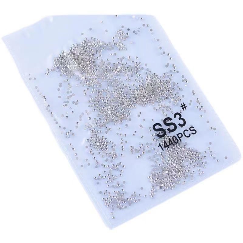 平底小圆钻美甲白色透明玻璃手工水钻diy钻石饰品ss3穿戴甲