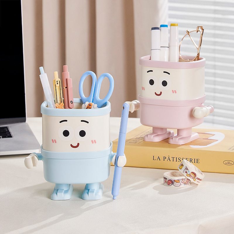 S81-SF-391 Cartoon desktop pen holder, creative home makeup brush storage box, large-capacity office stationery details Picture